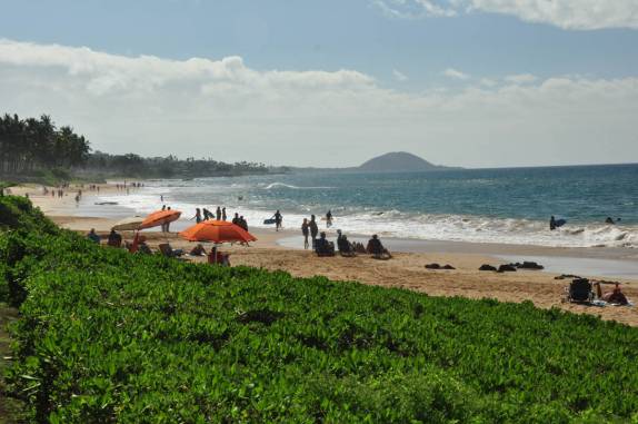 A praia em frente ao nosso hotel, em South Kihei, em Maui, no Havaí